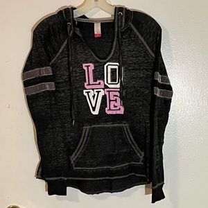 No Boundaries Gray, Black, and Pink 'LOVE' Hoodie
